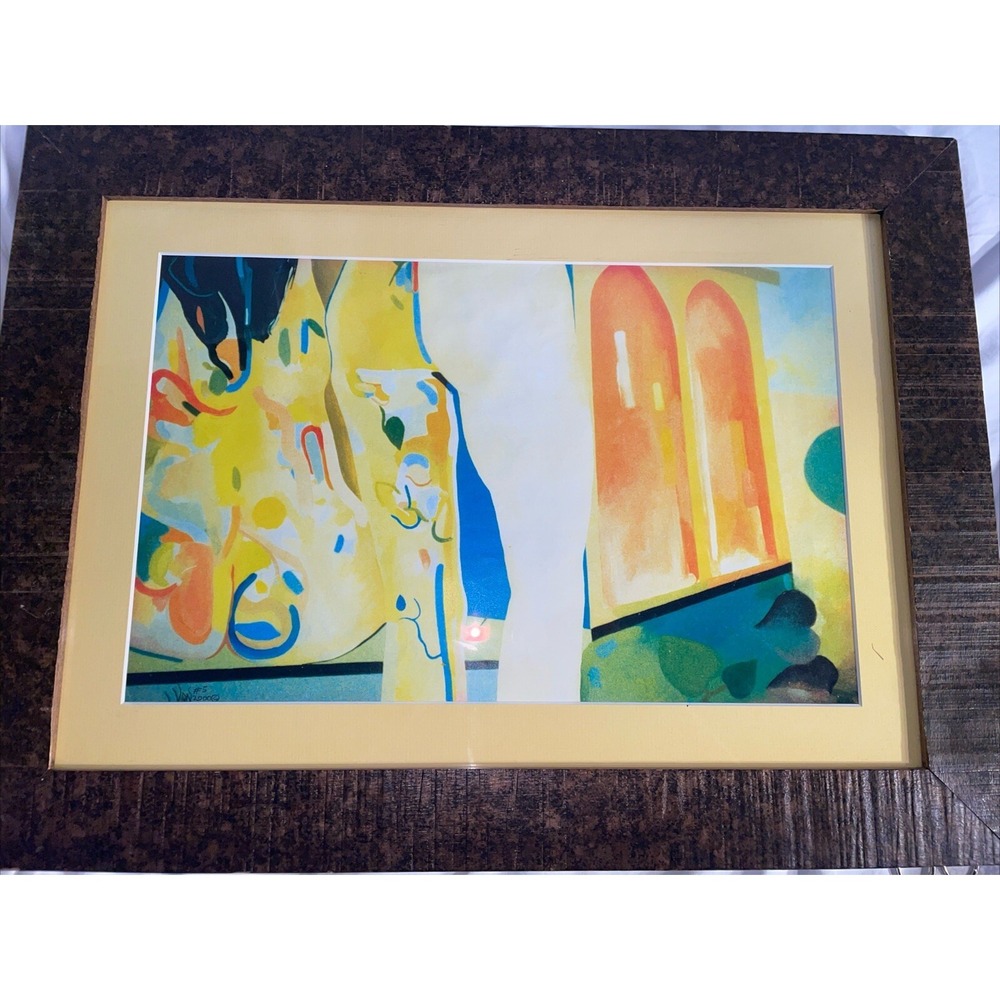 " Fashion Show At F.D.R" Abstract Art Print Framed 22.5"x 17" Signed VON #5 2000